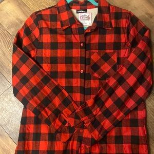 Red and Black Plaid Fleece Women’s Button Down Size Medium